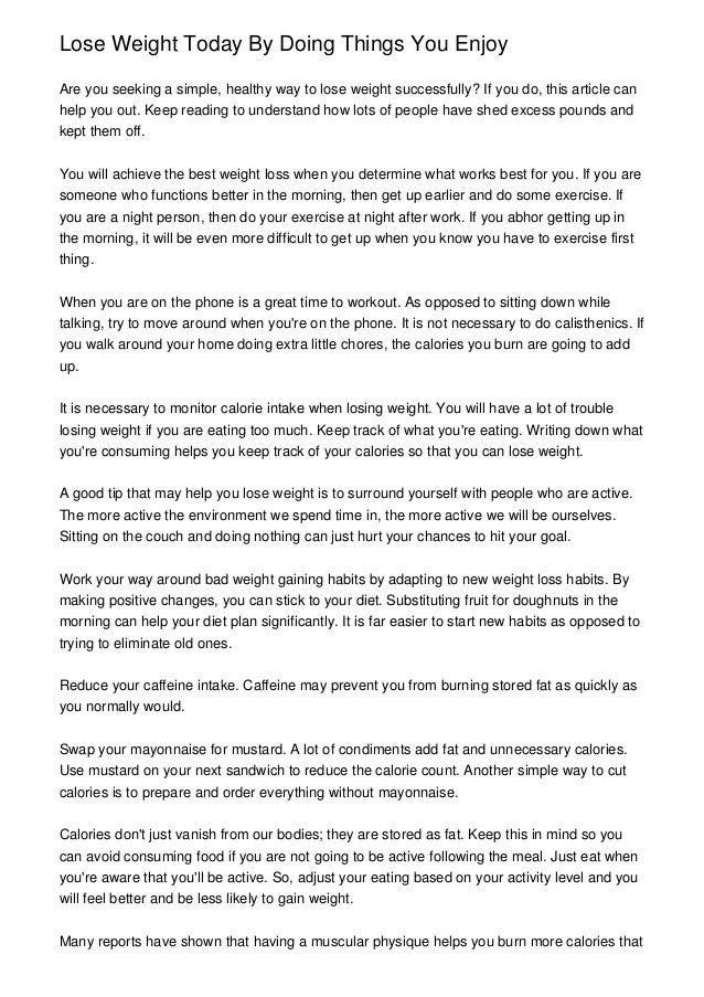 lose weight today by doing things you enjoy