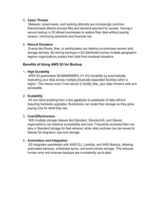 Comprehensive Guide to AWS S3 Backup and Restore for Data Protection | PDF