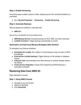 Comprehensive Guide to AWS S3 Backup and Restore for Data Protection | PDF