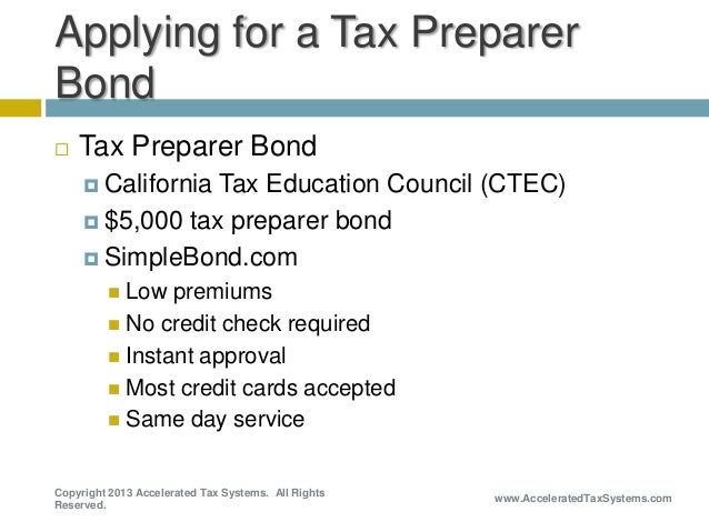 how to apply for a california tax preparer bond california tax education council