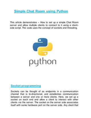 Simple chat room using python | PDF