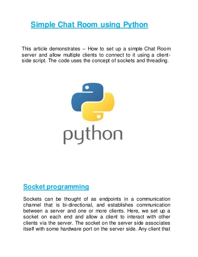 Simple Chat Room Using Python Simple Chat Room Using Python
