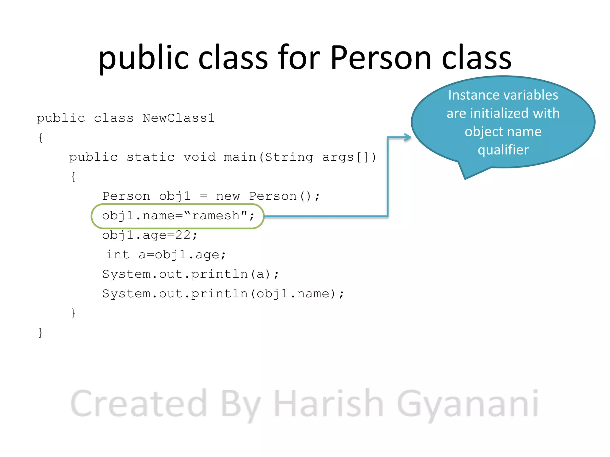 Simple class and object examples in java ppt