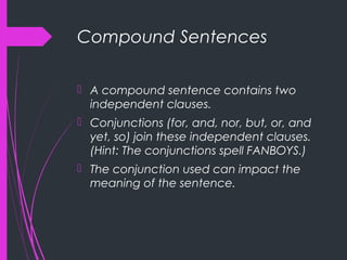 Simple, compound, and complex sentences | PPT