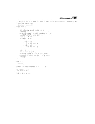 Simple C programs | PDF