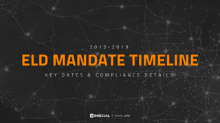 ELD MANDATE TIMELINE
K E Y D A T E S & C O M P L I A N C E D E T A I L S
2 0 1 5 - 2 0 1 9
 