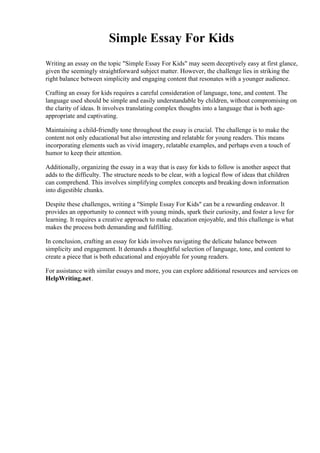 Simple Essay For Kids