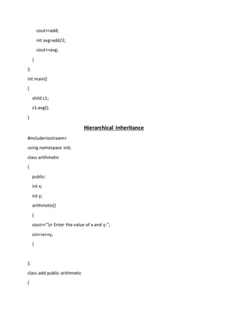 Simple example program for inheritance in c++ | PDF