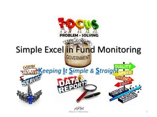Simple Excel in Fund Monitoring
Keeping It Simple & Straight
Hilario P. Martinez 1
HPM
 