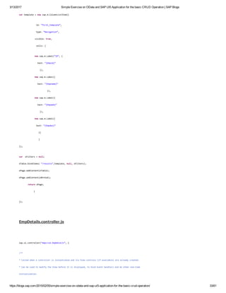Simple exercise on o data and sap ui5 application for the basic crud ...