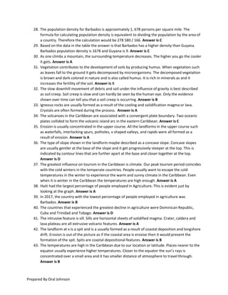 Simple explanations with answers to CSEC Geography 2019 multiple choice ...
