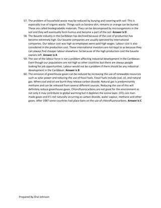 Simple explanations with answers to CSEC Geography 2019 multiple choice ...