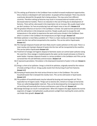 Simple explanations to CSEC geography 2011 multiple choice | PDF