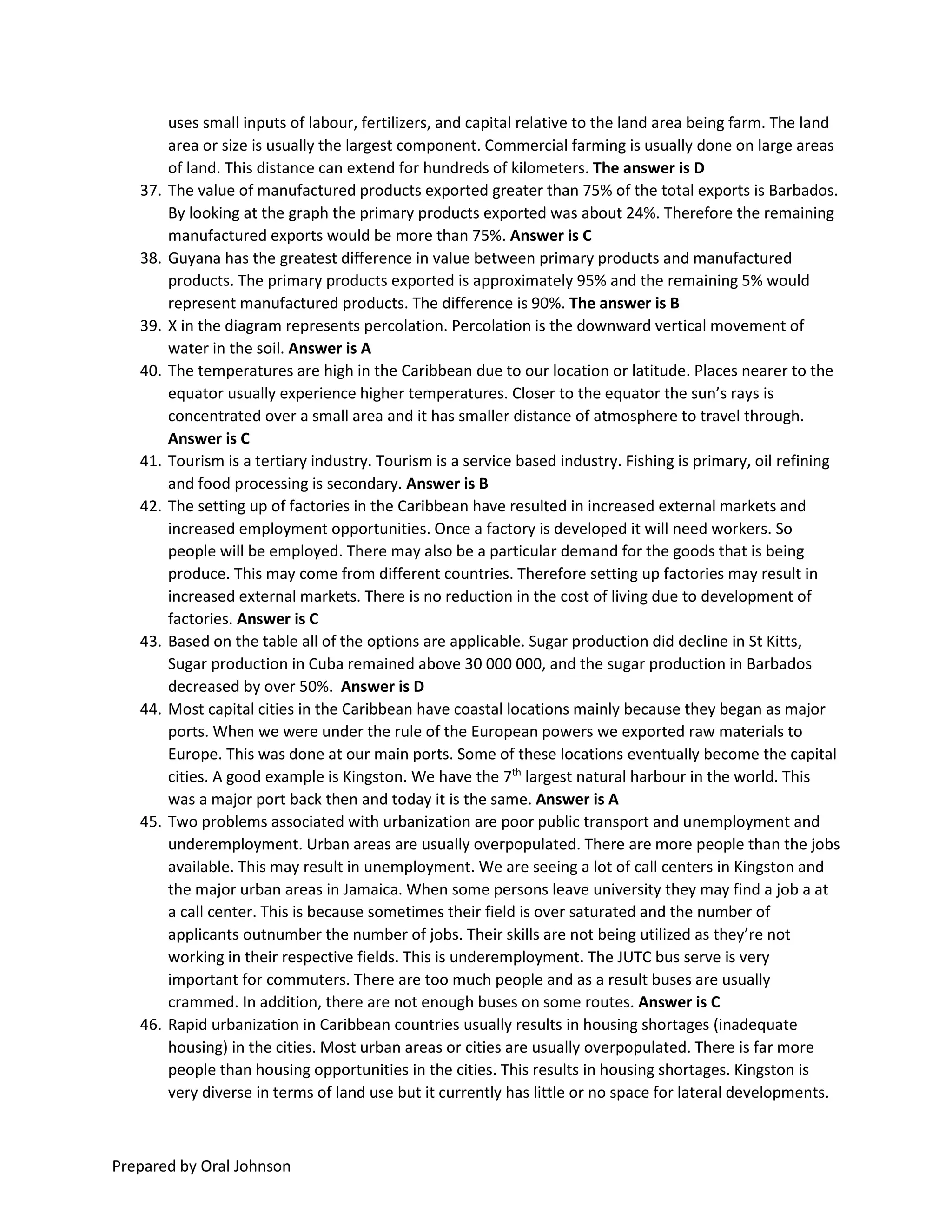 Simple explanations to CSEC Geography 2018 multiple choice | PDF