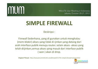 Simple Firewall MikroTik | PDF