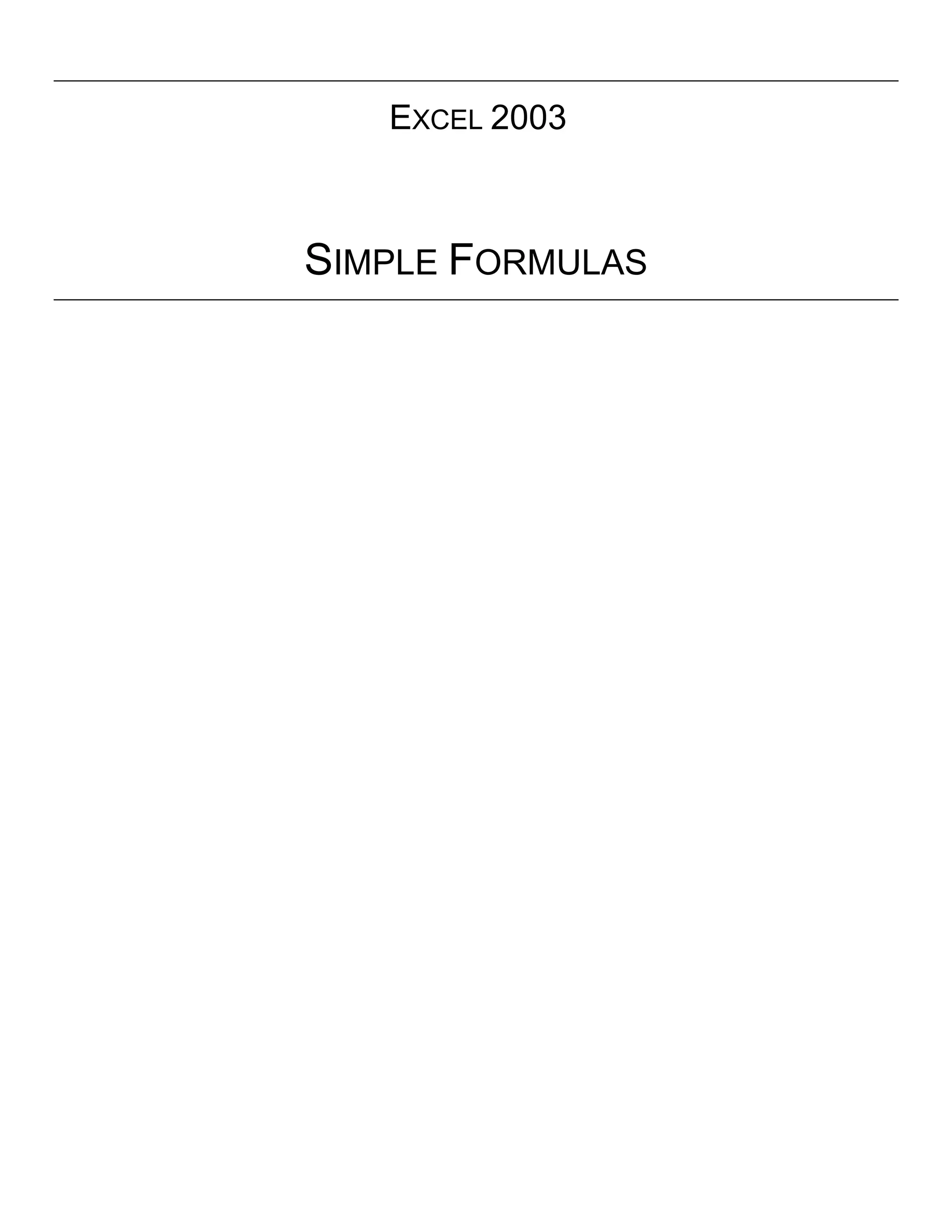 Simple formulas excel | PDF