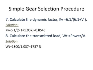 Selection Gear Method Simple gear selection procedure | PPTX