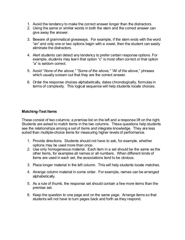 Simple guidelines for writing test questions