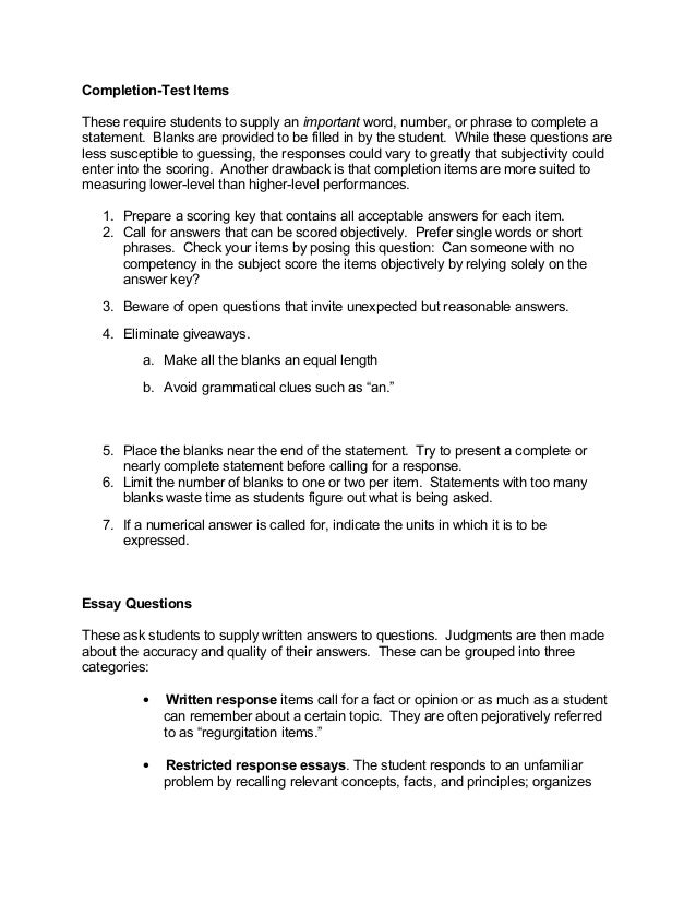 Simple guidelines for writing test questions