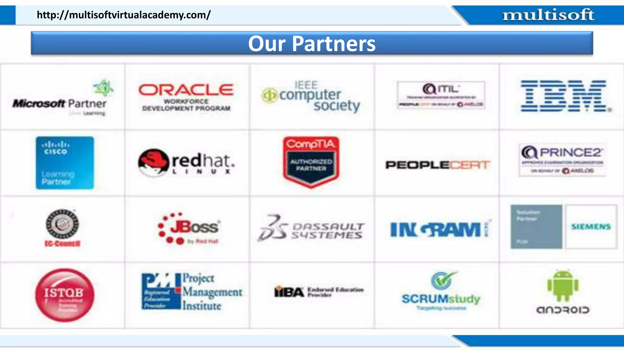 http://multisoftvirtualacademy.com/
Our Partners
 
