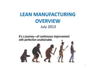 LEAN MANUFACTURING
OVERVIEW
July 2013
1
 