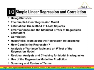 Simple linear regression and correlation | PPTX