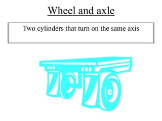 Wheel and axle
Two cylinders that turn on the same axis
 