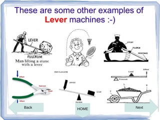 These are some other examples of
       Lever machines :-)




  Back         HOME           Next
 