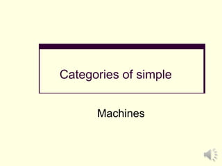 Categories of simple
Machines
 