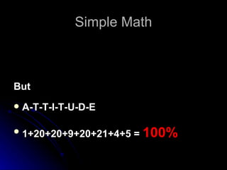 Simple Math But A-T-T-I-T-U-D-E 1+20+20+9+20+21+4+5 = 100%