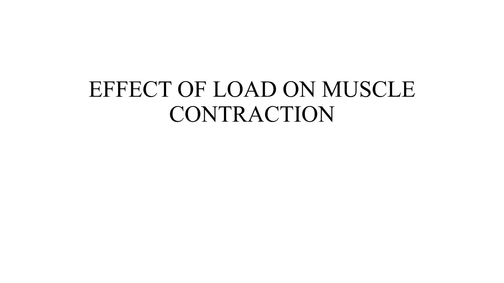 EFFECT OF LOAD ON MUSCLE
CONTRACTION