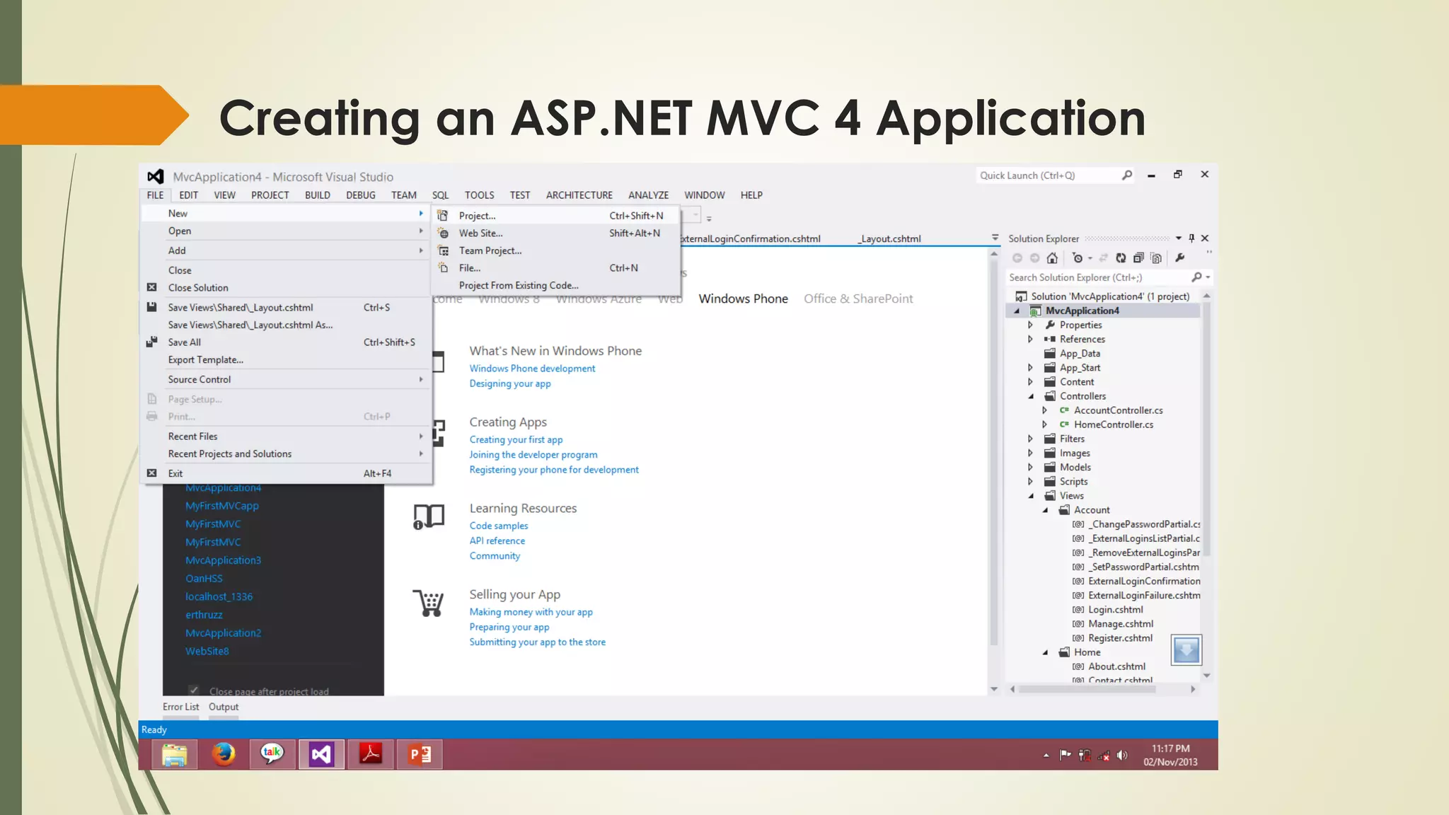 Creating an ASP.NET MVC 4 Application
 