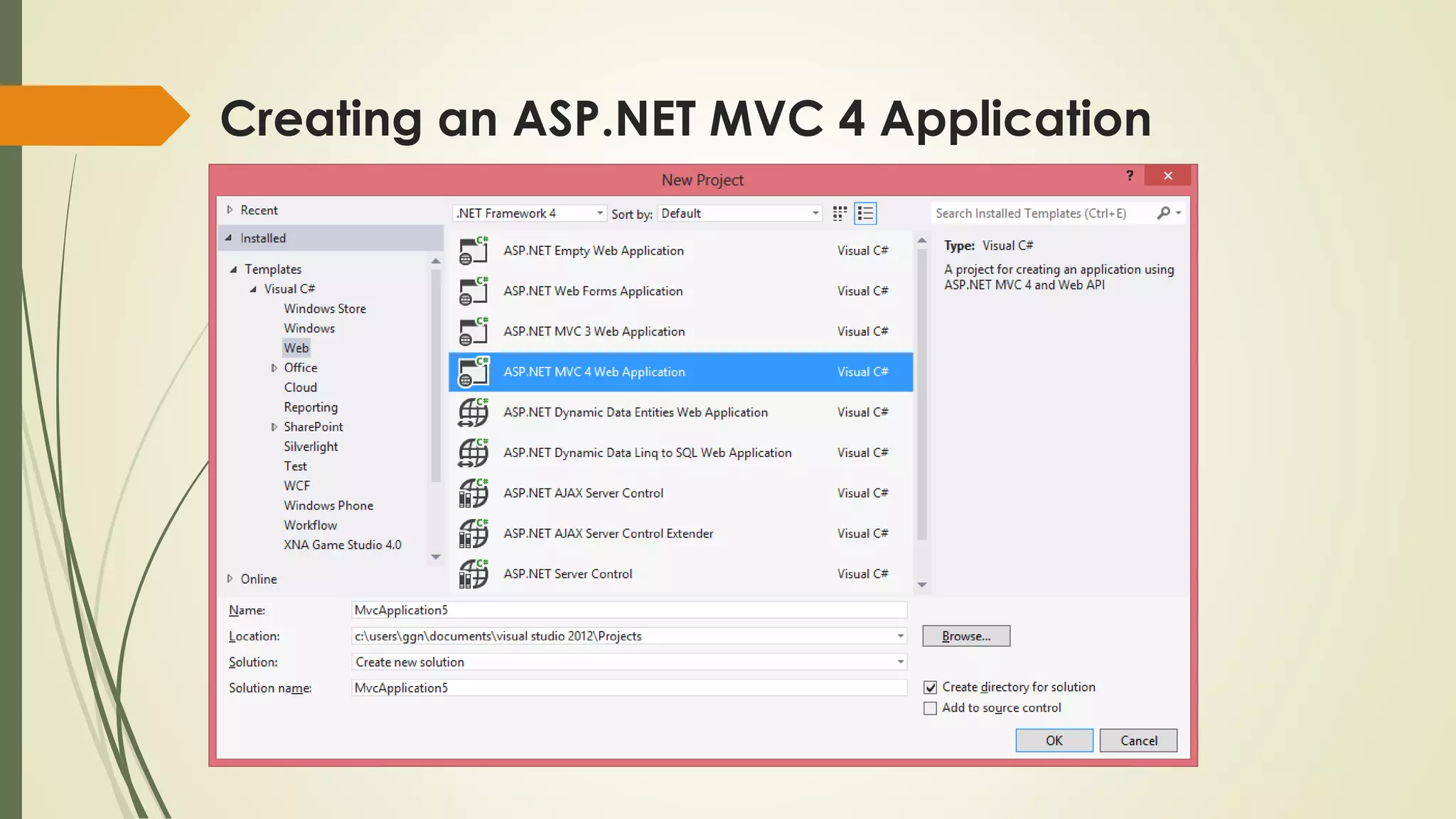 Creating an ASP.NET MVC 4 Application
 