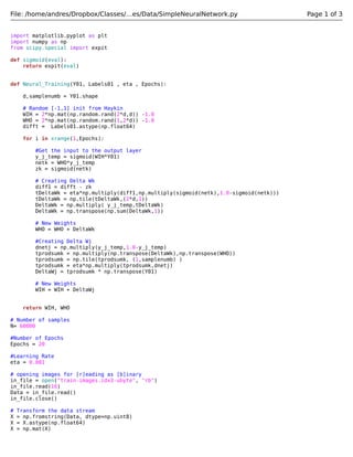 Simple Neural Network Python Code | PDF