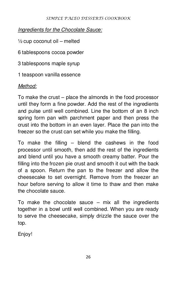 Simple paleo desserts cookbook