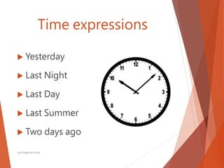 Time expressions
 Yesterday
 Last Night
 Last Day
 Last Summer
 Two days ago
Luis Roberto Ortiz
 
