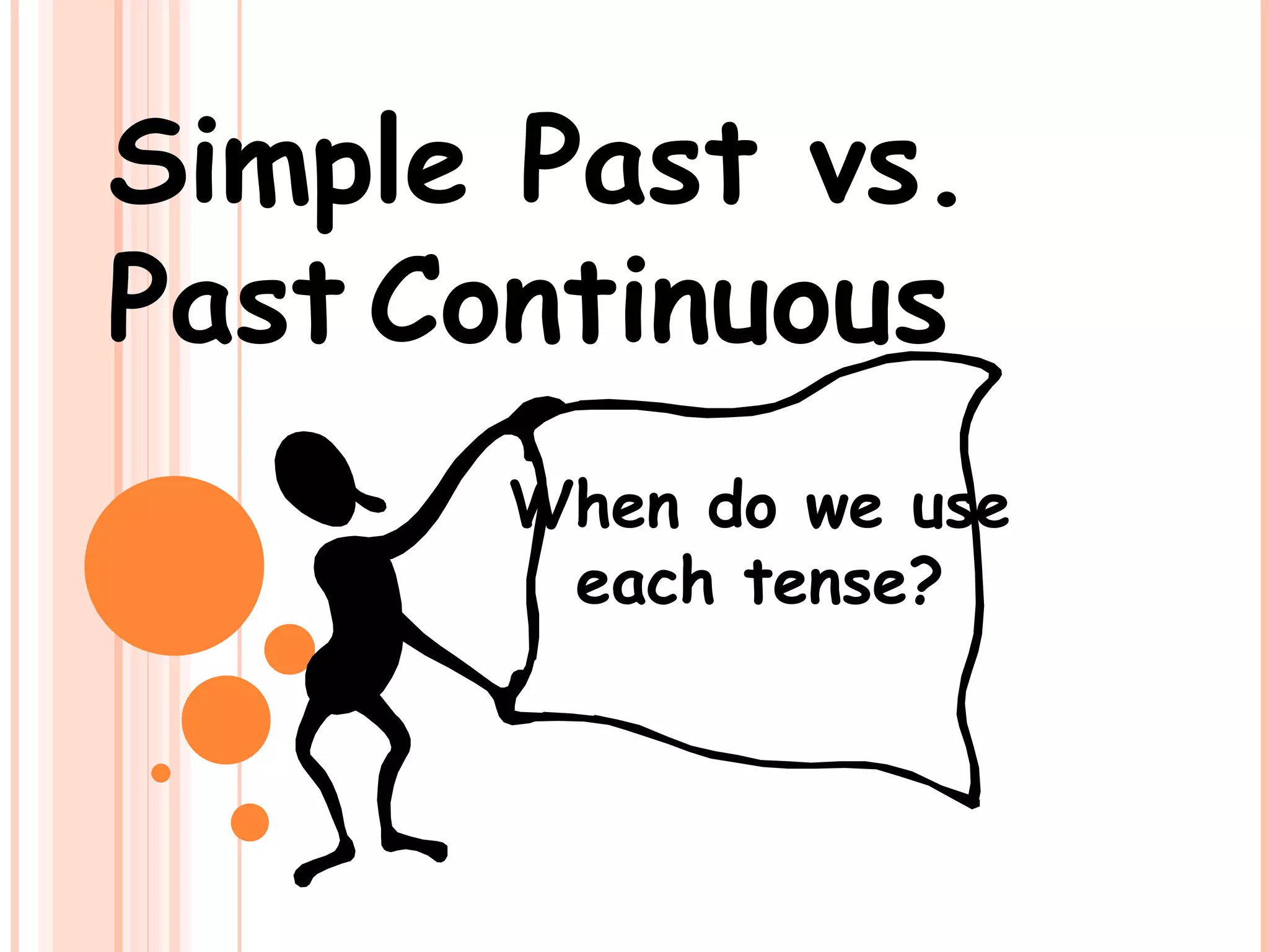 Simple Past vs.
Past Continuous
When do we use
each tense?
 