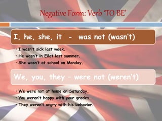 Questions with Verb “TO BE”
 Yes / No Question
 Wh – Non- Subject Question
 Wh- Subject Question
Was
Were
I, she, he, i...
