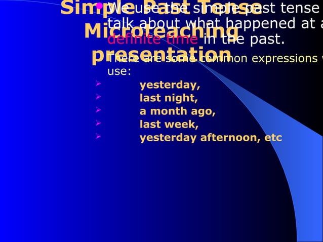 SIMPLE PAST TENSE Power Point presentation | PPTX