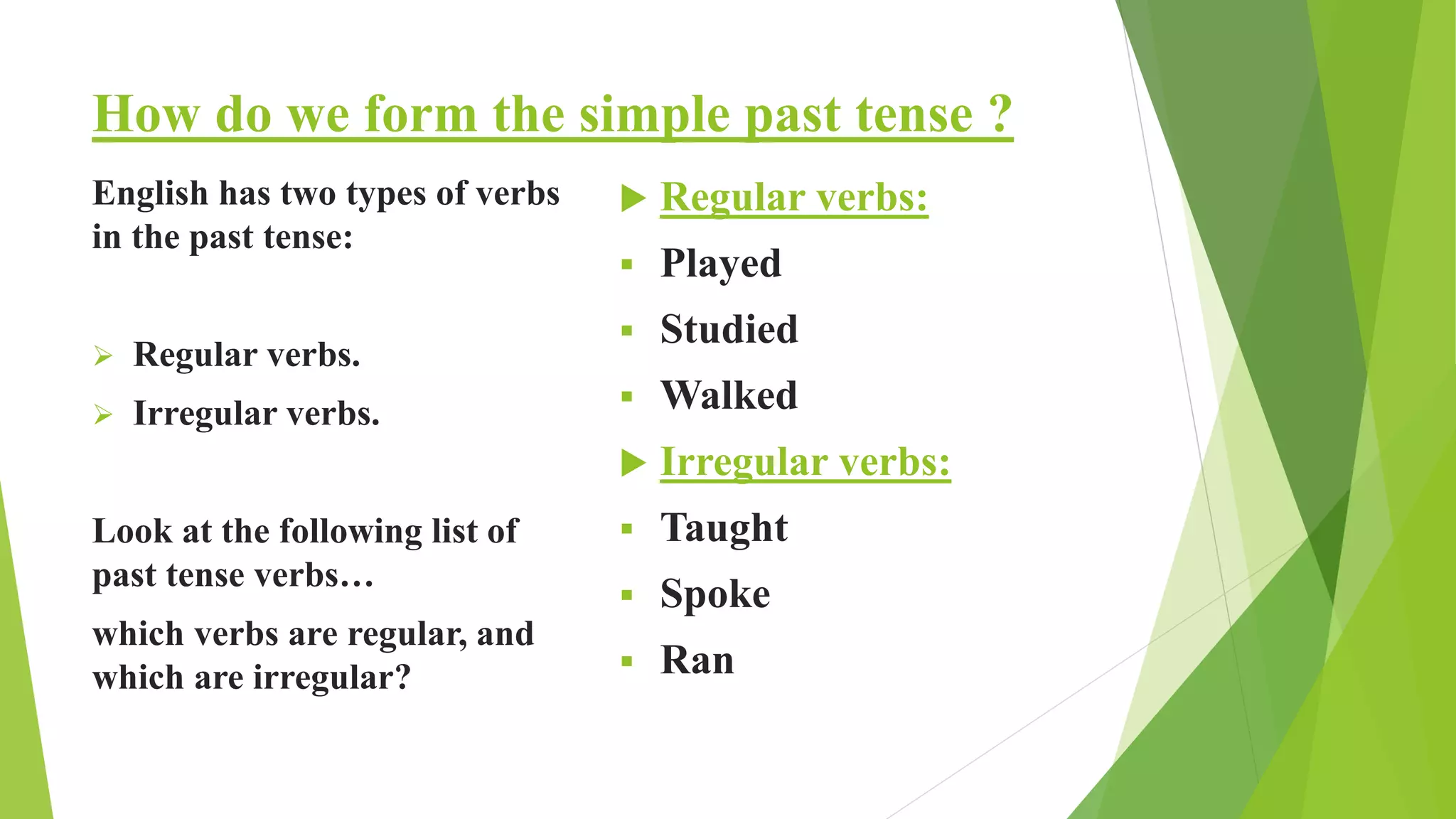 Simple past tense xavier aguado 29515446 - ingles i - seccion 1 b - | PPTX