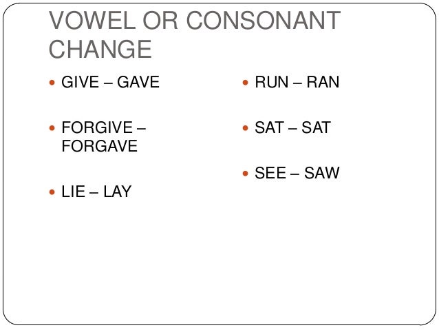 simple past tense of irregular verbs lay tense chart