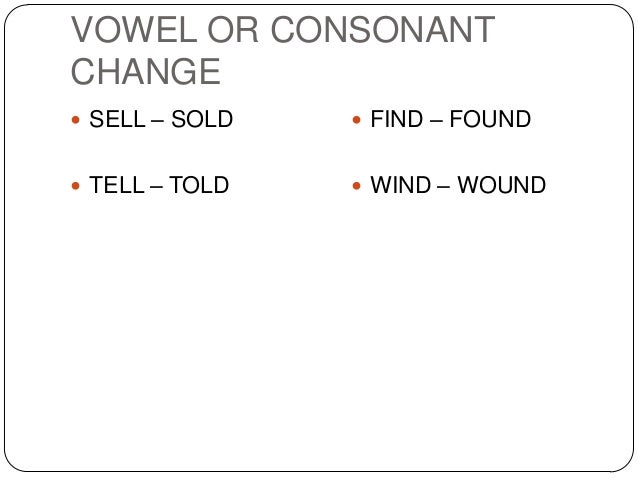 Simple past tense of irregular verbs