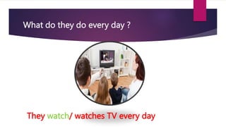 What do they do every day ?
They watch/ watches TV every day
 