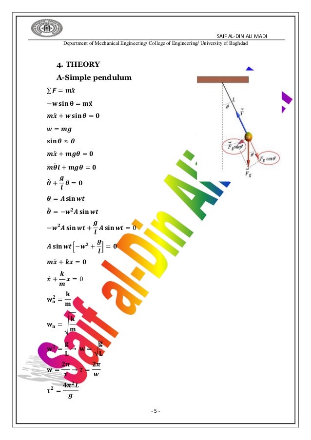 simple pendulum and compound pendulum vaibration u.o.b