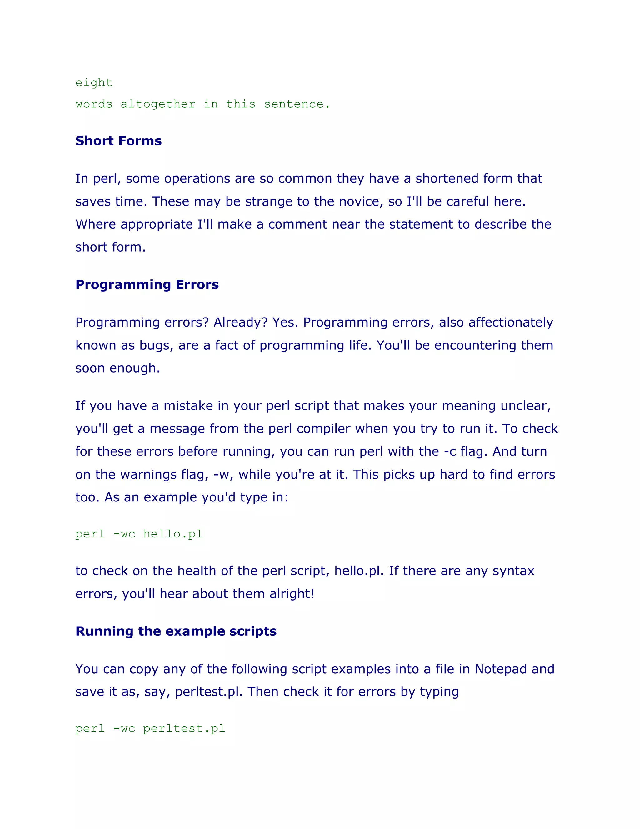 Simple perl scripts