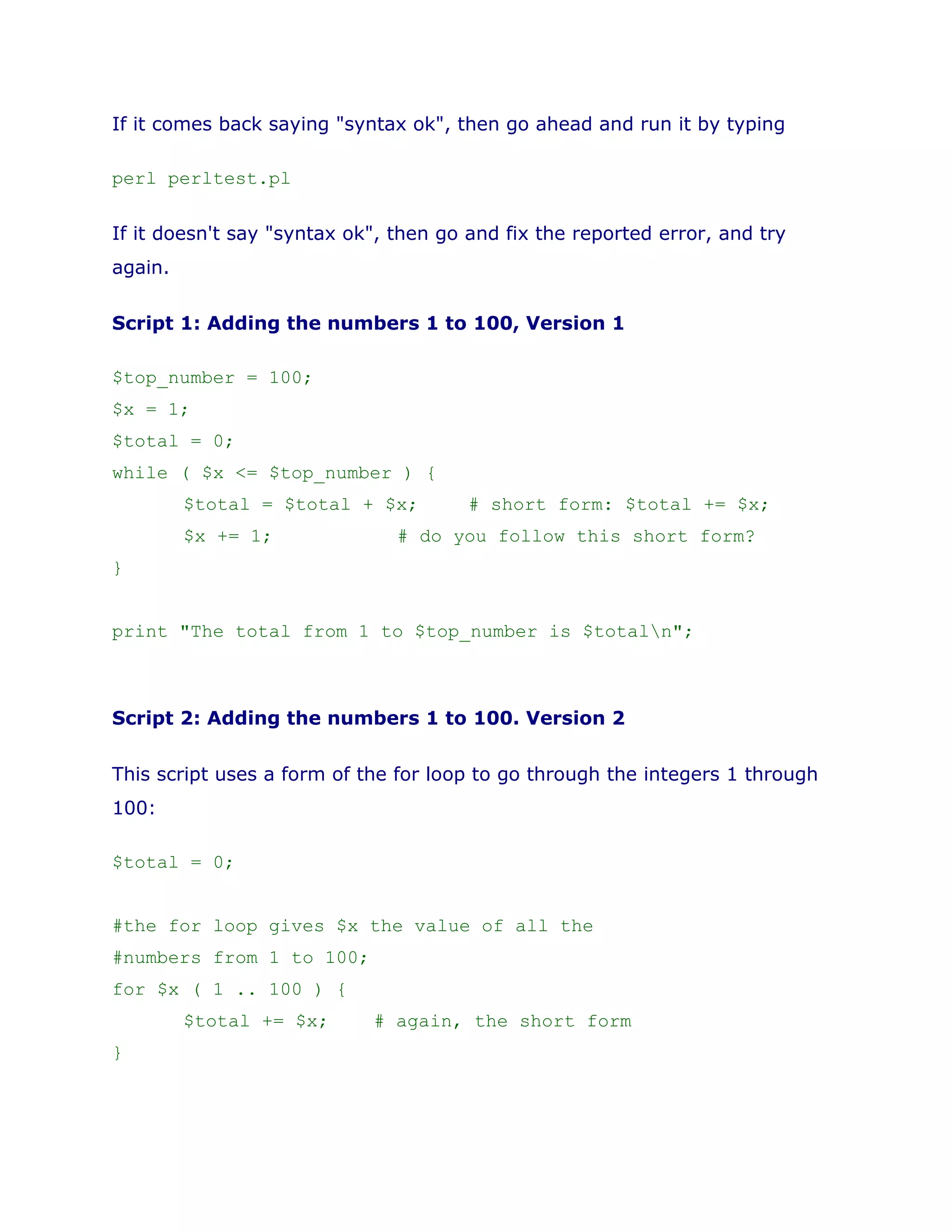 Simple perl scripts