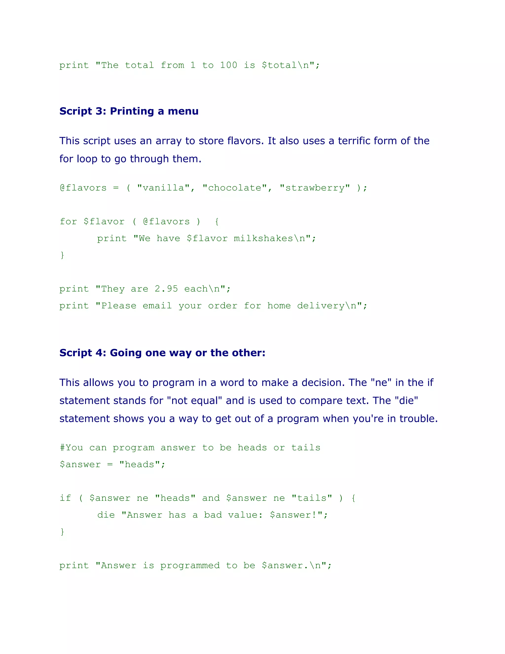 Simple perl scripts