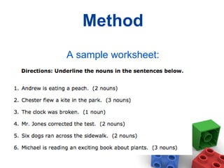 Method A sample worksheet: 