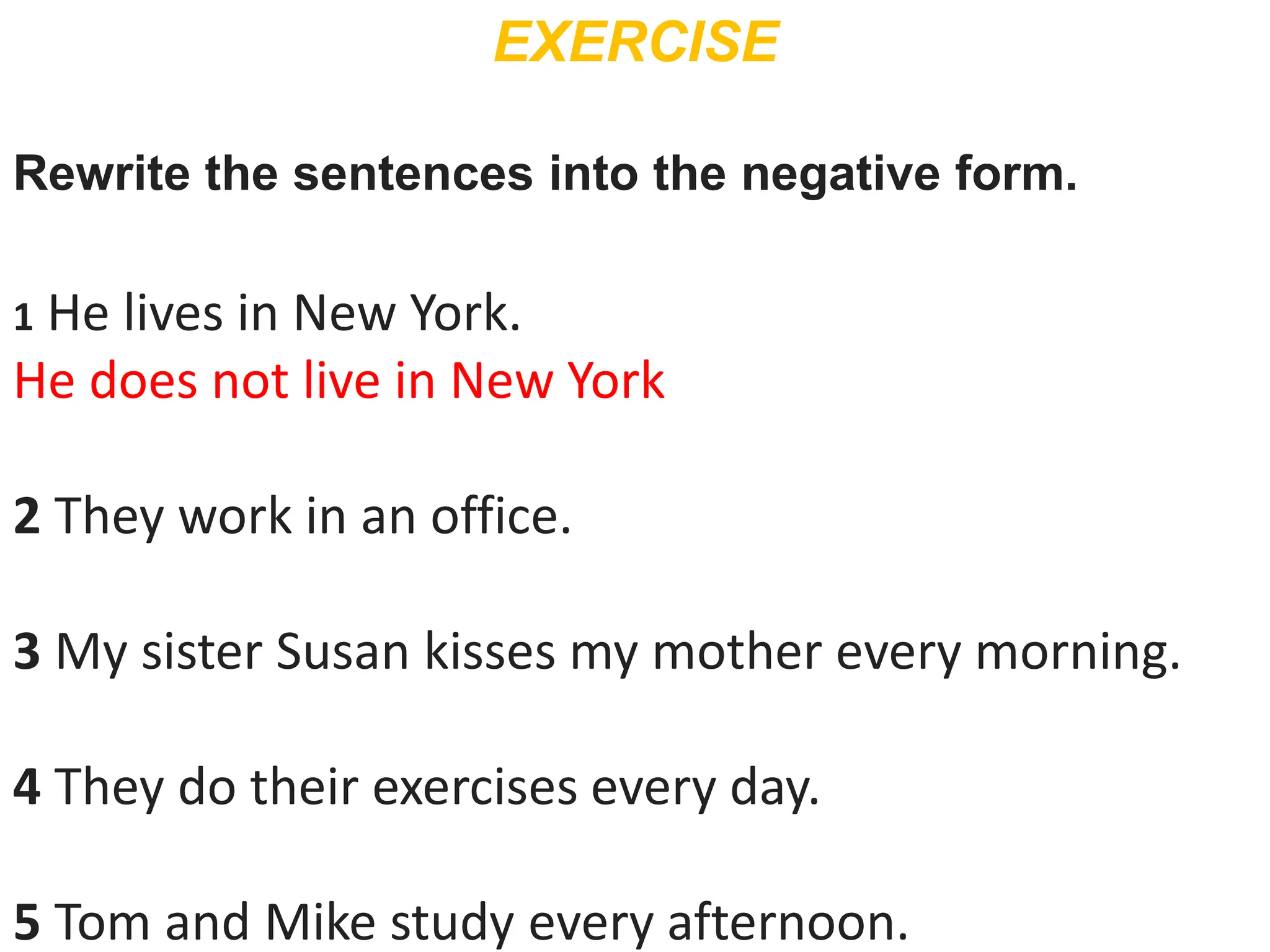 presente negativo simple clase de ingles. | PPTX
