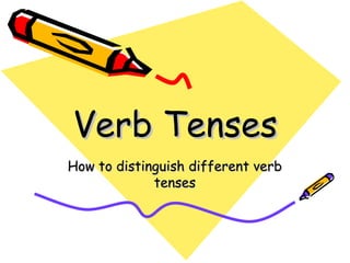 Verb Tenses
How to distinguish different verb
             tenses
 